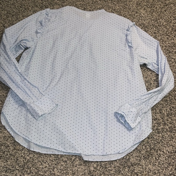 H&M womens cotton blouse size 14 Light Blue partial Button Down business casual - Picture 13 of 17